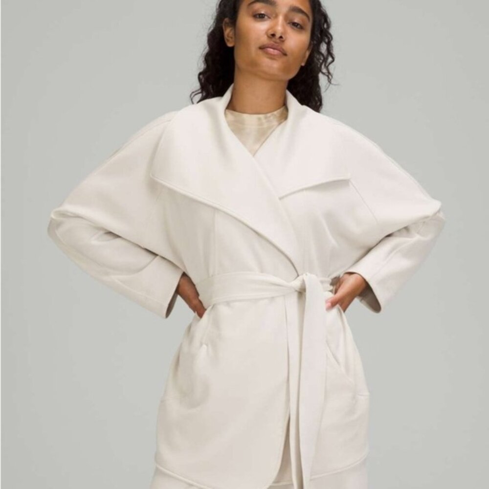 NWT Lululemon Softstreme Belted Wrap White Opal Stretch Jacket Sweater XLXXL